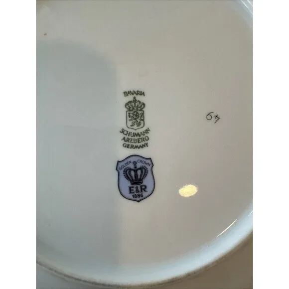 Schumann Arzberg Germany Bavaria Gray Cat Plate 7 1/4" Golden Crown E&R - Picture 6 of 8